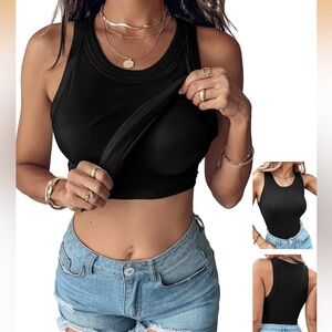 Chicme Black Ribbed Women's Bra Top sz L